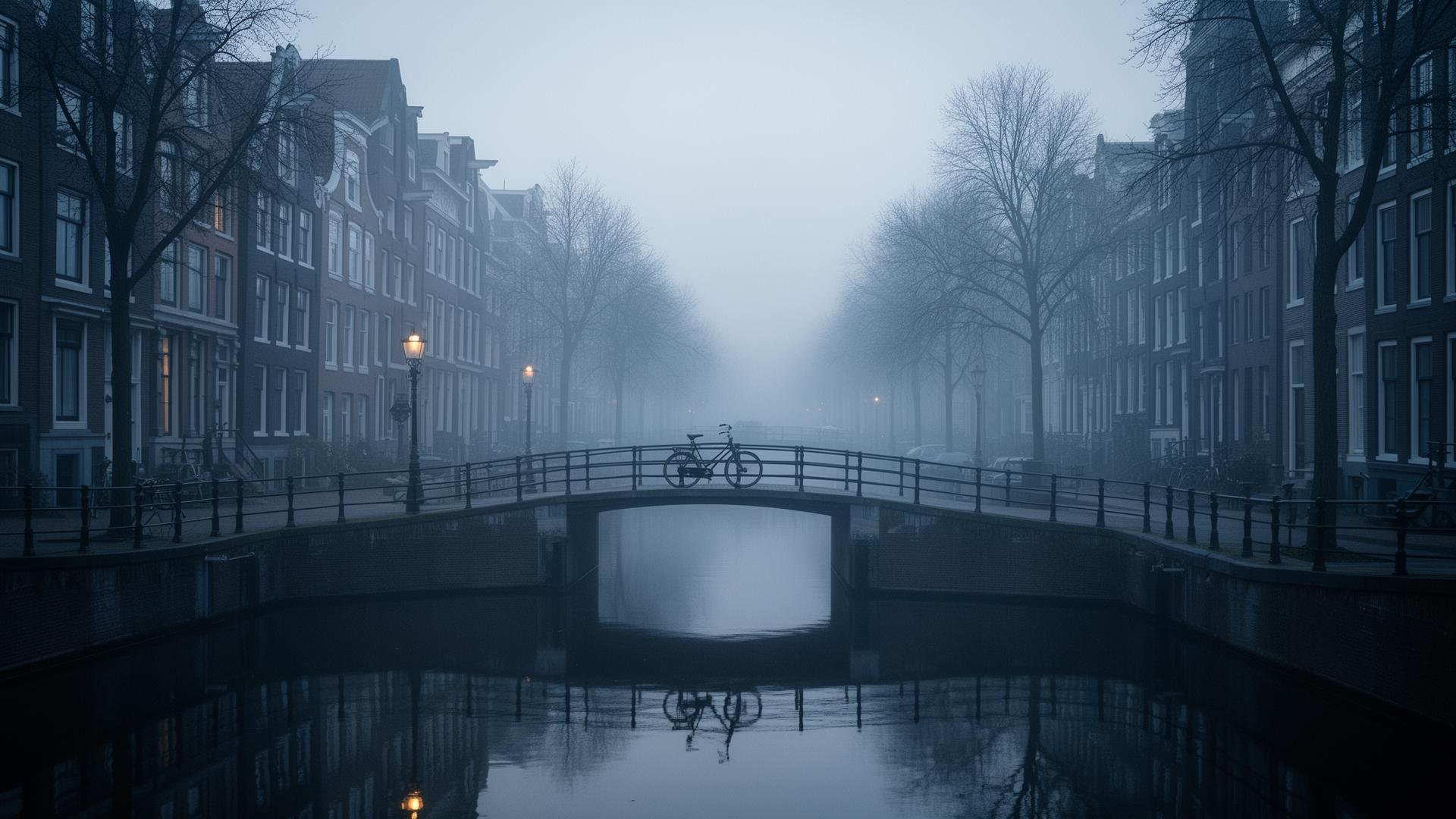 Amsterdam canal at dawn